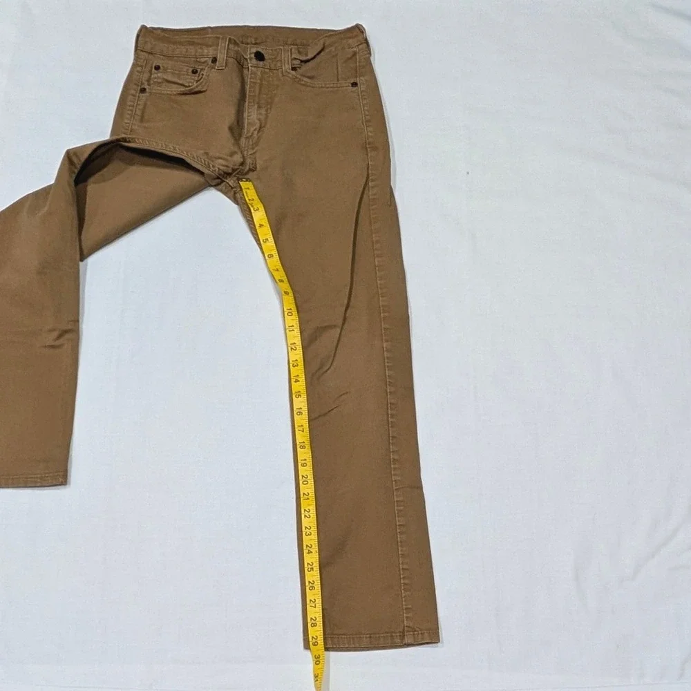 Levi's 505 Regular Fit Tan Khaki Straight Leg Pants W29 L32 Mens